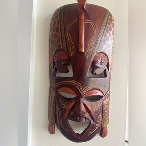 Original Vintage African Oceanic Ceremony Hand Carved Head Benin Tribal Mask
